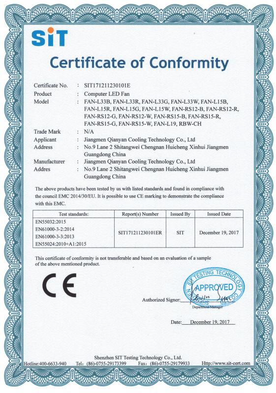 CE - Jiangmen Qianyan Cooling Technology Co., Ltd.