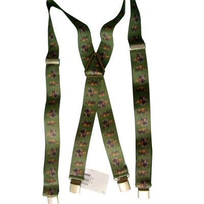 China X Style Durable Adjustable Back 4 Clip Buckle Elastic Suspender With Custom Logo Printed Polyester Elastic Brace For Men for sale