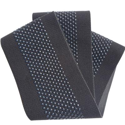 China Custom Elastic Dots Wide Anti-Slip Silicone Polyester Elastic Tap Coated Non-Slip Silicone Elastic Webbing For Athletic Wear for sale