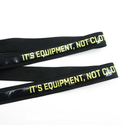 China Workable Plain 1 Inch Ribbon Tape Black Elastic Band With Custom Brand Silicone Printed Anti Slip Clip Recycling Shorts for sale