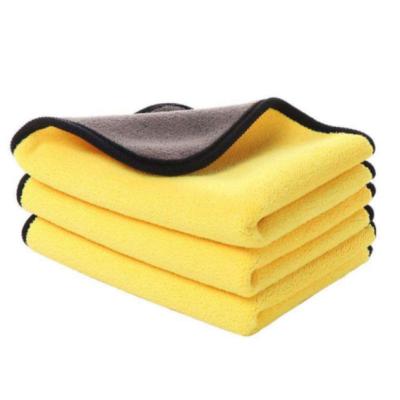 China Microfiber Plush Microfiber Towel Absorbent Car Wash Car Towel Set Micro Viable Luxury Double Layer Towel for sale