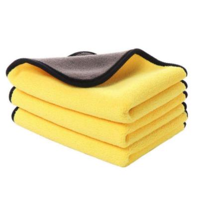 China Microfiber Absorbent Car Towel Plush Chamois Car Drying Durable Luxury Towel Double Layer for sale