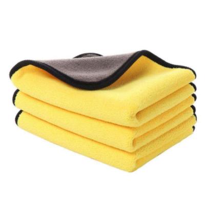 China 300gsm Micro Viable Fiber Car Luxury Double Layer Plush Car Wash Drying Towel Absorbent Purple Towel Car Cleaning Towel for sale