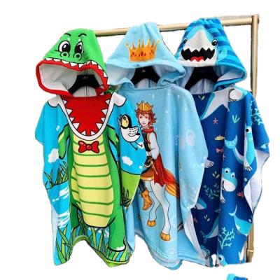 China Factory Wholesale Kids Safe Children's Beach Towel Poncho Towel Hooded Towels for sale