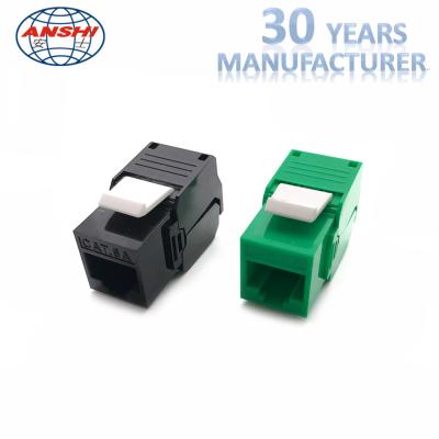 China Grados sin blindaje trapezoidal modular verde del color Rj45 Jack Cat6A Jack UTP 180 en venta