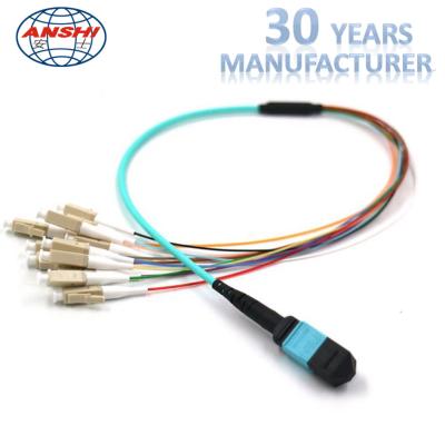 China Núcleo de fibra ótica multimodo do Fanout 12 do conector de Mpo do cabo de remendo de MPO OM3 à venda