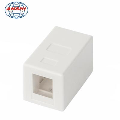 China Piedra angular descargada portuaria Jack de la caja superficial del soporte de la red del ABS de Cat5e Cat6 Cat6a sola en venta