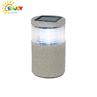 China Nightime Sensor ENJOYSOLAR LED Stone Bollard Pathway Garden Powder-Coated Decoration Lights Outdoor Waterproof Solar Bollard Light for sale