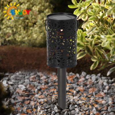 China Waterproof Garden ENJOYSOLAR Post Pillar Metal Hollow Gate Decoration Bollard Solar Garden Light Led for sale