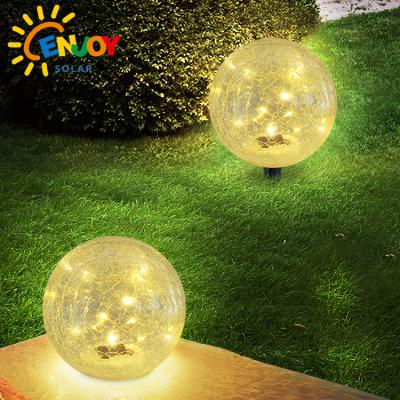 China Automatic On/Off Switch Good Quality Light Garden Solar Led Crack Glass Ball Outdoor Light Solar Light -20cm for sale