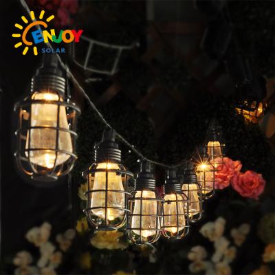 China ENJOYSOLAR 10PCS Warm White Outdoor Waterproof Garden Lantern String Light LED Garden Yard Patio Party Lighting Solar String Lights for sale