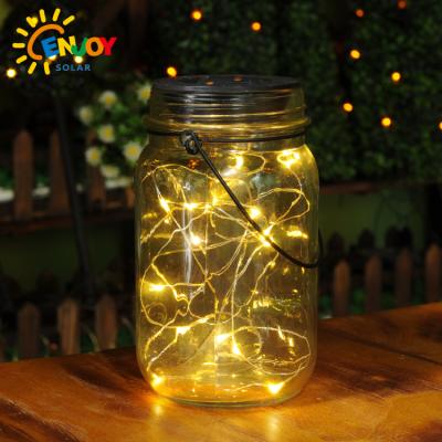 China Garden/Yard/Outdoor Solar Lantern Glass Bottle Pot Lights LED Slit Warm Ball Hanging Light For Garden for sale