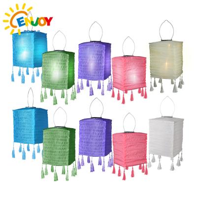 China ENJOYSOLAR China Garden Supply Solar Hanging Garden Decoration LED Paper Lantern Lights for sale