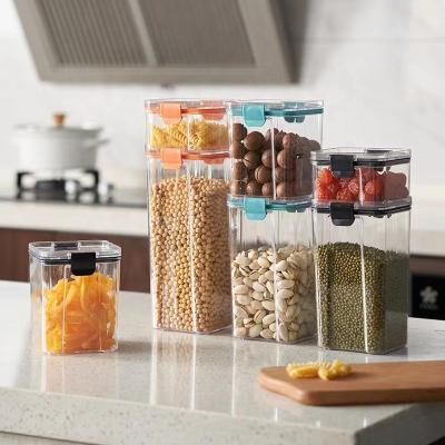 China Minimalist Different Capacity Plastic Sealed Cans Kitchen Storage Box Transparent Food Container for sale