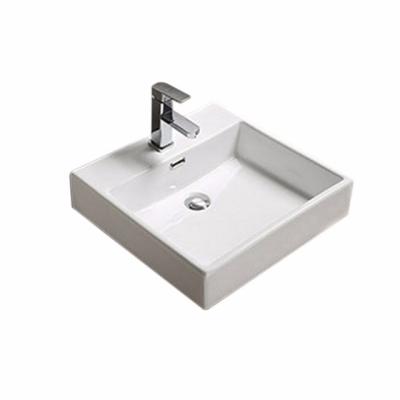 China Durable White Square Bathroom Countertop Freestanding Basin Ceramic Sink for sale