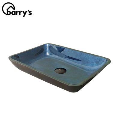 China Sample order support. Portable Small Rectangle Hand Washing Tempered Glass Vessel Sink Top Sizes for sale