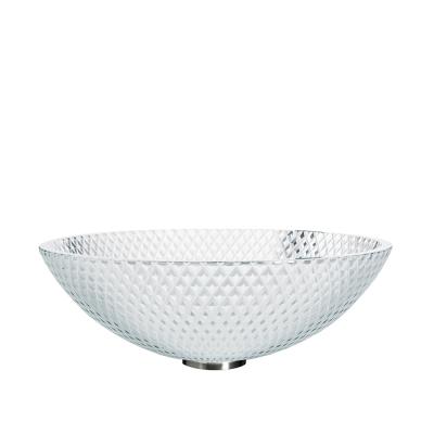 China Sample order support. Modern Frosted Clear Tempered Glass Vessel Bathroom Bowl Art Sink Basin for sale