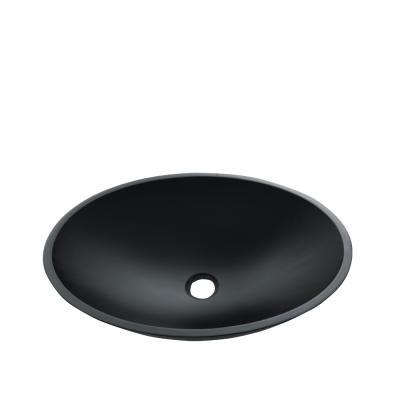 China Sample order support. Matte Black Colored Oval Bathroom Tempered Glass Vessel Toilet Sink Cabinet for sale