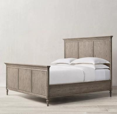 China Foldable Hotel Bed Maison Luxury Home Panel Bed With Footboard Oak Solid Wood Bed for sale