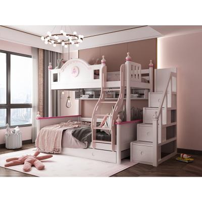 China Latest Fashion Modern Design Bed Furniture Kids Colorful Solid Wood Child Double Bunk Beds for sale