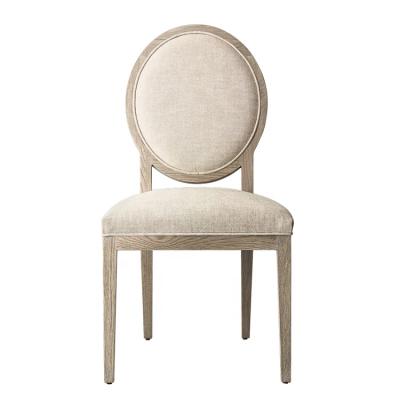 China Foldable Modern Home Furniture Oak Solid Wood Dining Chair French Contemporary Round Fabric Side Chair for sale