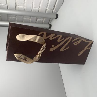 China Recyclable Custom Logo Kraft Paper Printed Brown Shopping Bags With Nylon Rope Handle For Wine for sale