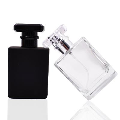 China Custom Reusable Empty Glass Bottle Eco-friendly Logo Black Cologne Botol Perfume Perfume Pump Bottle 30ml 50ml 100ml for sale