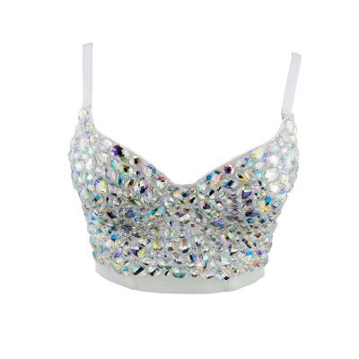 China JUNXI DIVINUS New Double 38 Size Push Up Bling Rhinestone Wholesale QUICK DRY Super Padded Bra For Women for sale