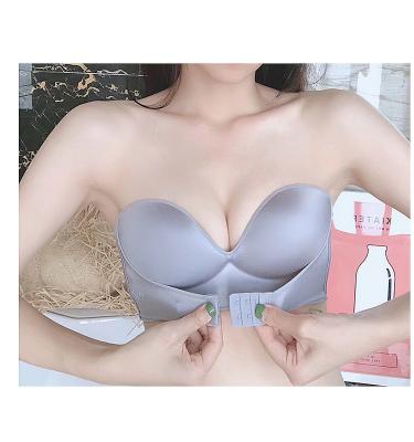 China JUNXI DIVINUS 2021 QUICK DRY NEW ARRIVALS Wholesale Wire Free Seamless Wireless Front Hook Loop Strapless Lift Up Bra for sale