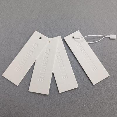 China Wholesale White Luxury Recyled Cardboard Garment Hanger Tag Customized Brand Hang Tags For Clothing for sale