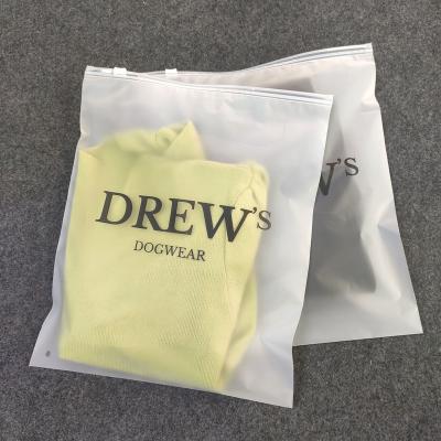 China Recycled Materials Custom Print Biodegradable Plastic Lock Frosted Zipper EVA Bag With Your Logo Apparel Ziplock Packaging Zipper for sale