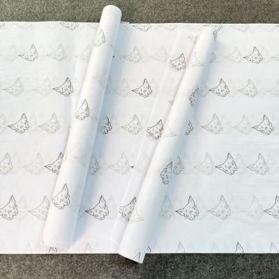 China Biodegradable Luxury Custom Size Gift Tissue Paper Printing Tissue White Silk Shoes Wrapping Tissue Paper With Black Logo for sale