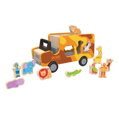 China Teach child to identify Shapes & Colore 2021 Educational Wooden Children's Sorting Toys Truck Set Block Shape Sorter Toy For Baby for sale