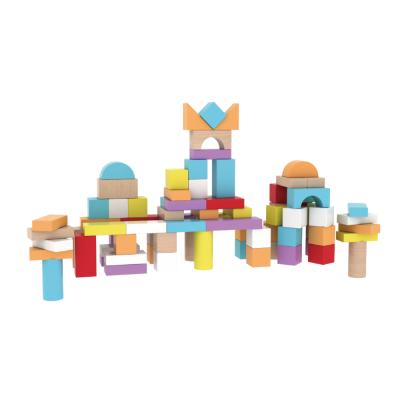 China 100pcs Wooden Educational Learning Toy Children Wooden Kids Toys Building Block Stacking Sets For Child for sale