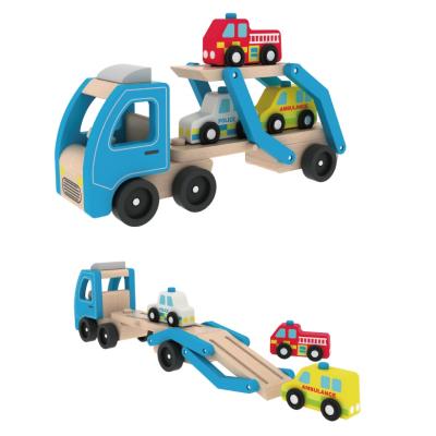 China Plywood+beech OEM ODM Baby Kids Wooden Children Educational Pretend Play Truck Car Transporter Truck Wooden Toy for sale