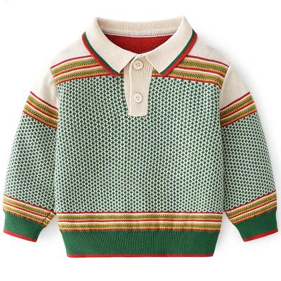 China Korean Version Customized Anti-shrink Cotton Children's Class One Lapel Sweater Boys Spring Sweater Jacket Knitted Children's Sweater for sale