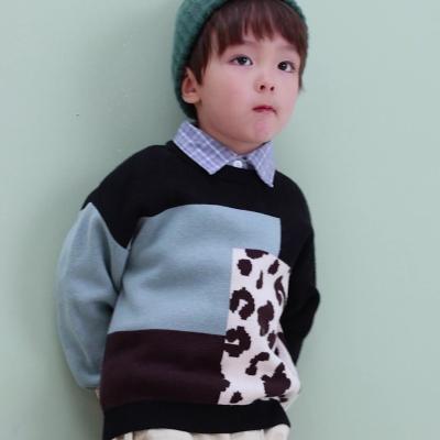 China Fashionable anti-shrink leopard print quilling children knitted warm thickened autumn and winter round neck sweater can be worn in both seaso for sale