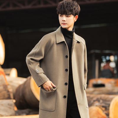 China Customized High Quality Goods Winter Reversible Fashion Swapping Single Breasted Mens Wool Coat With Pocket Wholesale Price for sale