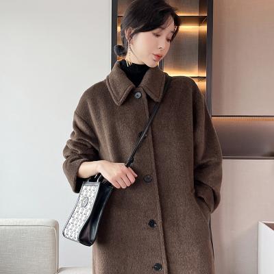 China Popular This Fashion Aged Casual Fashion Small Group Breathable Customized High End Older And Older Profile Vicuna Cashmere Medium Coat Long Coat for sale