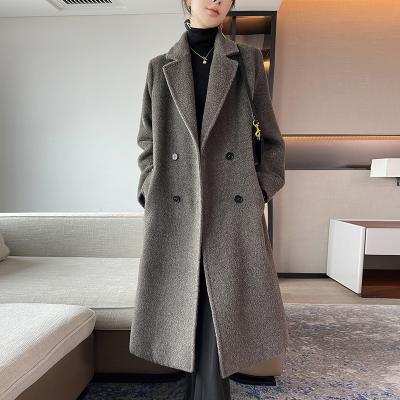 China High Fashion Factory Wholesale Breathable Alpaca Hair Cross Thickening Keep Cashmere Warm Coat Sleeves Women s Regular Wear for sale