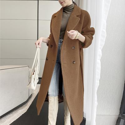 China Breathable Made In China High End Custom Made High Quality Vicuna Alpaca Upset To Keep Warm Crossover Lace Up Long Sleeve Cashmere Coat for sale