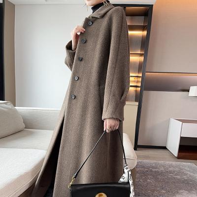 China Wholesale ladies high fashion breathable elegant high quality real alpaca thickening long loose coat raglan sleeve cashmere coat for sale