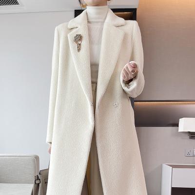 China Breathable Small Batch Clothing Alpaca Hair Thickening Cashmere Custom Treatment Coat Long Keep Warm Fit Women s Wear Plush Lapel Coat for sale