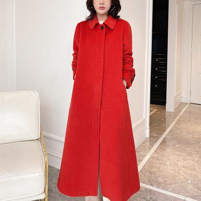 China Elegant single breasted women s long simplicity Peru Alpaca breathable high quality hair wear in 2022 the new cashmere permutation coat for sale