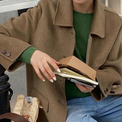 China Breathable haute couture winter Peru dishonest woolen goods 100% handmade single breasted wool coat solid color goods winter for sale