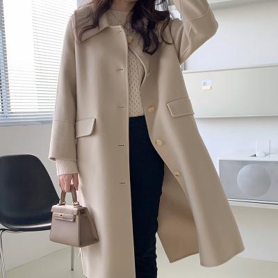 China 100% classic solid color fashion design winter goods coat breathable high-end customdouble-faced woolen single breasted jacket new for sale