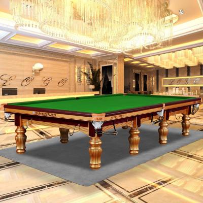 China Factory Real Pocket Directly Sale 12ft Leather Shiny Billiard Table for sale