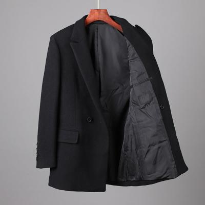 China Breathable High Quality Customized Made Men Casual Plain Black Mid Length Blazer For Winter for sale