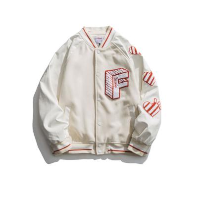 China Men Breathable High Quality White Velvet Baseball Leather Embroidered Sports Jacket for sale