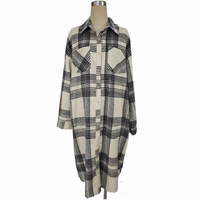 China 2021 Breathable China Made Custom Made Womens Chest Pocket Plaid Shirt Top Oversized Shirts For Women for sale